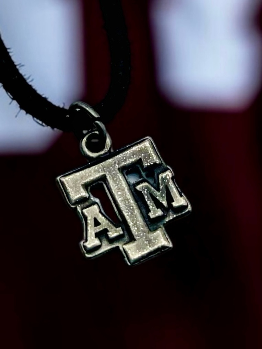 Texas A&M Aggies NCAA Logo Pewter Pendant Black Cord Necklace